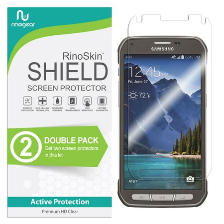 Galaxy S5 Hd Screen Protector (2-Pack) Galaxy S5 ACTIVE Screen Protector RinoGear Flexible HD Invisible Clear Shield Anti-Bubble Unlimited Replacement Film ()
