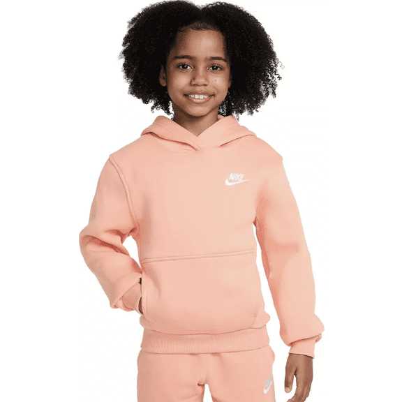 Kids 8-20 Nike Sportswear Club Embroidered Logo Fleece Pullover Hoodie  Apricot  Extra Small