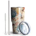thumbnail image 2 of 30oz Fall Pumpkins Leaves Pattern Tumblers Stainless Steel Tumbler with Lid and Straw,Vacuum Insulated Double Wall Travel Tumbler Cups Mug with Cleaning Brush for Coffee,Tea, 2 of 7