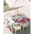 thumbnail image 3 of 60x120 Inch Outdoor Tablecloth with Umbrella Hole Zipper Rectangle Blooming Pink Floral Rectangular Tablecloths Outside Waterproof Pastoral Chic Flowers Hummingbird Patio Table Cover for Picnic Party, 3 of 8