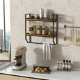 thumbnail image 3 of Topbuy 2-Tier Floating Shelving Wall-Mounted Shelf with Hanging Rod Expansion Screws & Metal Frame, 3 of 9