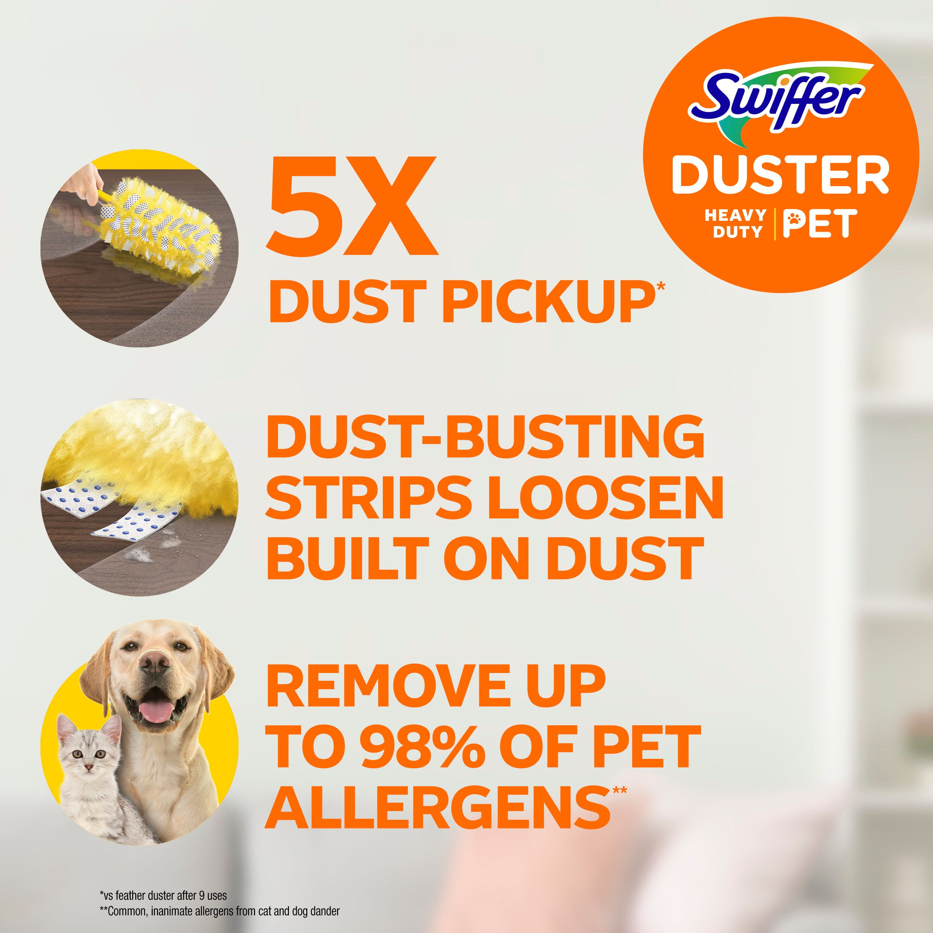 Swiffer Dusters Heavy Duty Multi-Surface Duster Refills for Cleaning, Pet, 6 Count