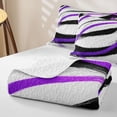 thumbnail image 4 of Erosebridal Modern Abstract Quilt King, Ombre Brush Strokes King Coverlet Set, Black White Purple, Reversible 3pcs 1 Bedspread and 2 Pillowcases, 4 of 7