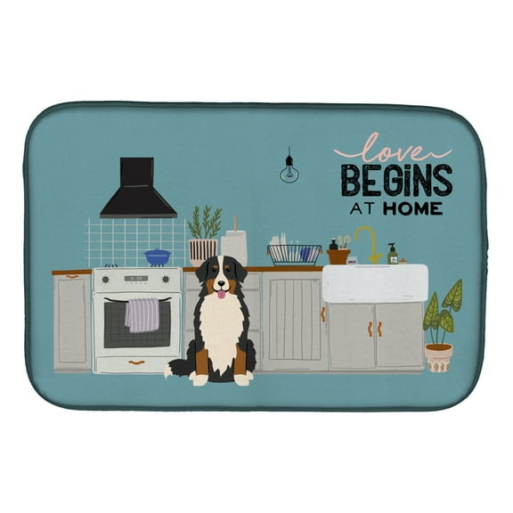 Carolines Treasures CK7740DDM Bernese Mountain Dog Kitchen Scene Dish Drying Mat 14 x 21" multicolor