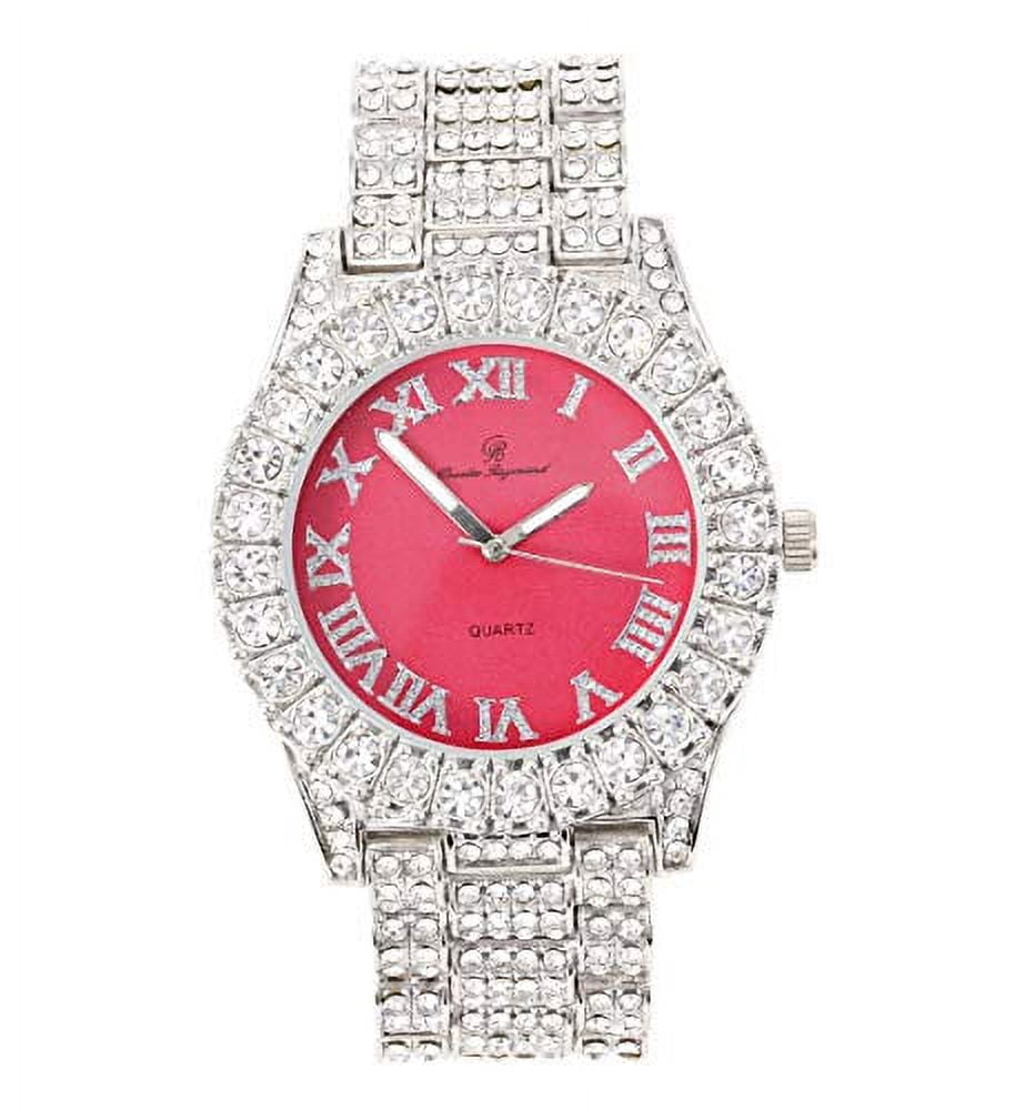 Women\'s Silver Big Rocks Bezel Colored Dial with Roman Numerals Wrist Watch Charles Raymond Women main image 3