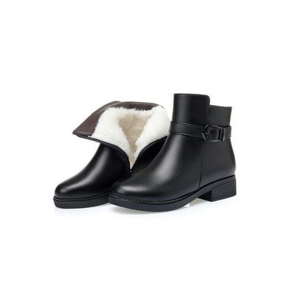 

SIMANLAN Women Breathable Winter Shoes Comfort Mid Top Booties Driving Black-2 9