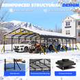 thumbnail image 4 of Mellcom 20x40ft Heavy Duty Carport, Steel Carport with Galvanized Steel Roof and Frame, Portable Garage for 4 Cars, Rv, Tractors and Boat, Gray, 4 of 8