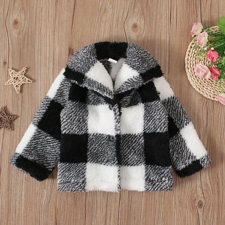 

Zhuashum Winter Coats For Boys Girls Toddler Baby Autumn Winter Shirt Jacket Plaid Long Sleeve Button Down Coat Clothes Outwear Casual Outfits Children 12-18 Months White