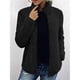 thumbnail image 4 of Abrigo de Piel Sintética para Mujer, Larga, Cuello Alto, Cremallera, Forro , Informal, Moderno Negro L, 4 of 6