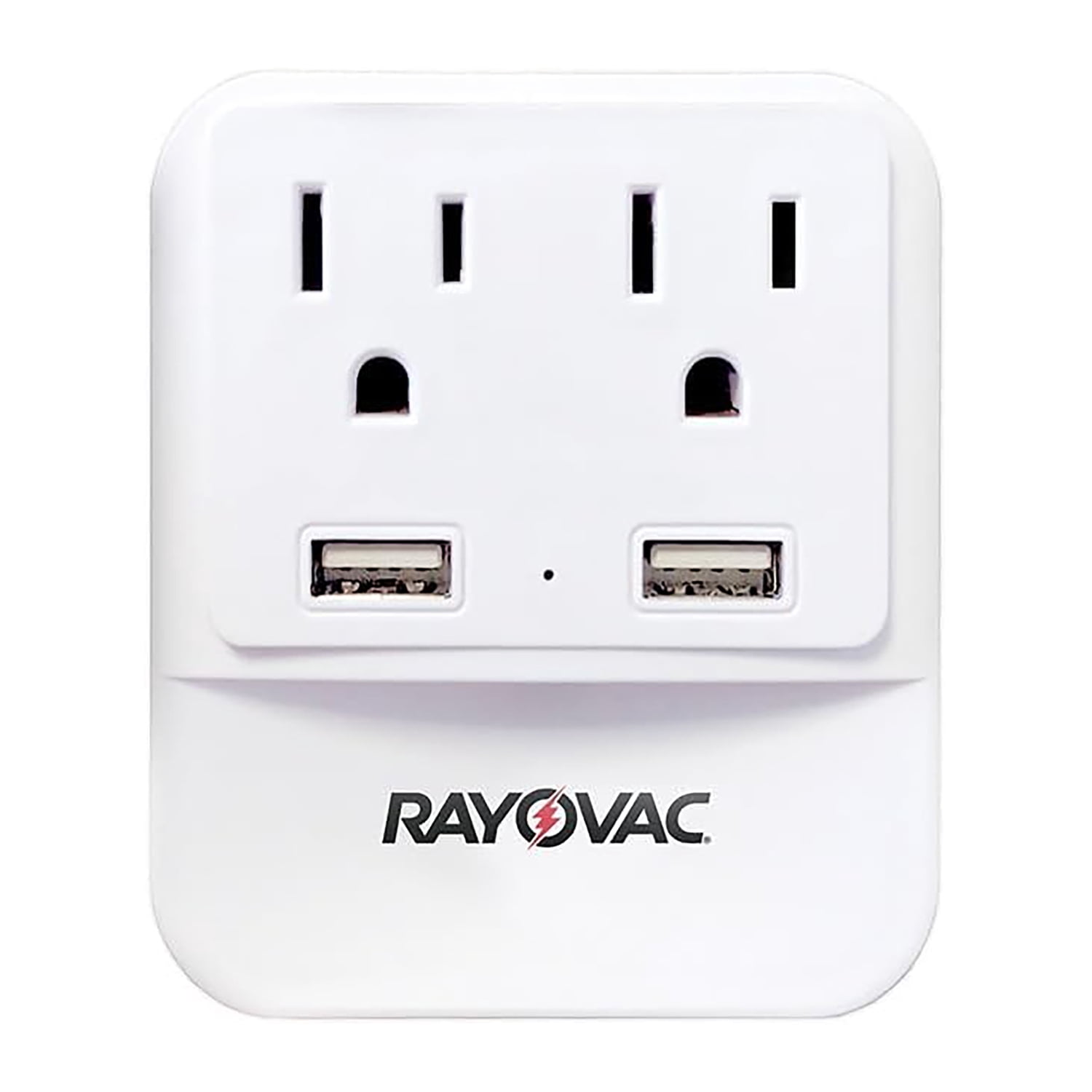 RAYOVAC Portable Surge Protector and Splitter Wall Tap with Phone Holder, 2 AC Outlets, 2 USB Ports, and Night-Light, SS-Q202