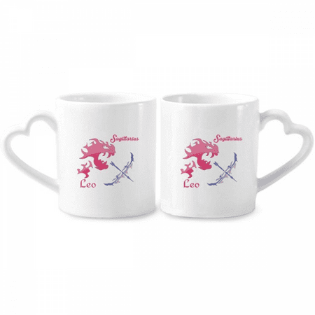 

Leo Sagittarius Constellation Couple Porcelain Mug Set Cerac Lover Cup Heart Handle