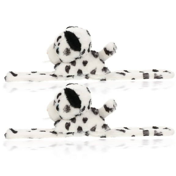 WRITWAA 2-Pack Plush Slap Bracelets Snow Leopard Wristbands Soft Material Party Favors for Kids and Adults