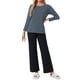 thumbnail image 2 of Camisetas de pijama para mujeres INSPIRE CHIC, camisetas de dormir de algodón con estampado a rayas, de manga larga, cuello redondo, blusas de lounge, S a rayas en azul marino, 2 of 6