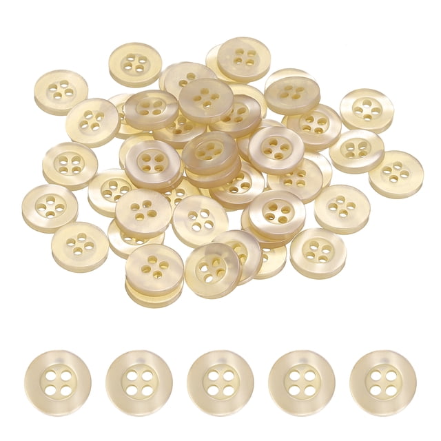 Botón de costura Uxcell de 50 piezas de 11.5mm con 4 agujeros, botones redondos de resina, color caqui