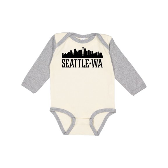 Inktastic Seattle Washington City Skyline Boys or Girls Long Sleeve Baby Bodysuit