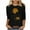 Black, variant on Raeneomay 3/4 Length Sleeve Womens Tops Women's Independence Day Round Neck T-Shirt Loose Top