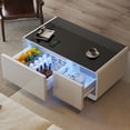 thumbnail image 3 of 41" Smart Fridge Coffee Table, 93L Refrigerator, Bluetooth, Touch Control Panel, 15W Wireless Charger, USB Ports, Speaker, Atmosphere Light, for Living Rooms, Offices, Conference Rooms– White, 3 of 8