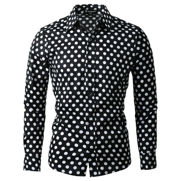 Black and white polka hotsell dot dress shirt mens