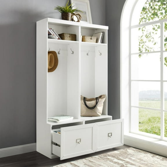 Crosley Furniture Harper 2 Piece Wood Particle Board Entryway Set in White