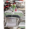 thumbnail image 5 of Outdoor Tablecloths with Umbrella Hole & Zipper, Green Stripes Abstract Round Tablecloth 54 Inch, Geometric Spring Flowers Rustic Waterproof Table Cloth, Patio/Pool/Picnic Table Covers, 5 of 8