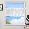 thumbnail image 2 of Kitchen Curtains, Leaves Embroidery Small Sheer Tier Curtains, Elegant Floral Embroidered Café Curtain Set Rod Pocket Bathroom Window Curtain, 51" x 16", White, 2 of 8