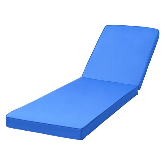 3 Inch Thick Waterproof Chaise Lounge Cushion 72x21 Inch, UV & Fade-Resistant, Includes Secure Tie Straps, Matching Pad for Garden Patio Outdoor Sun Lounger - Blue