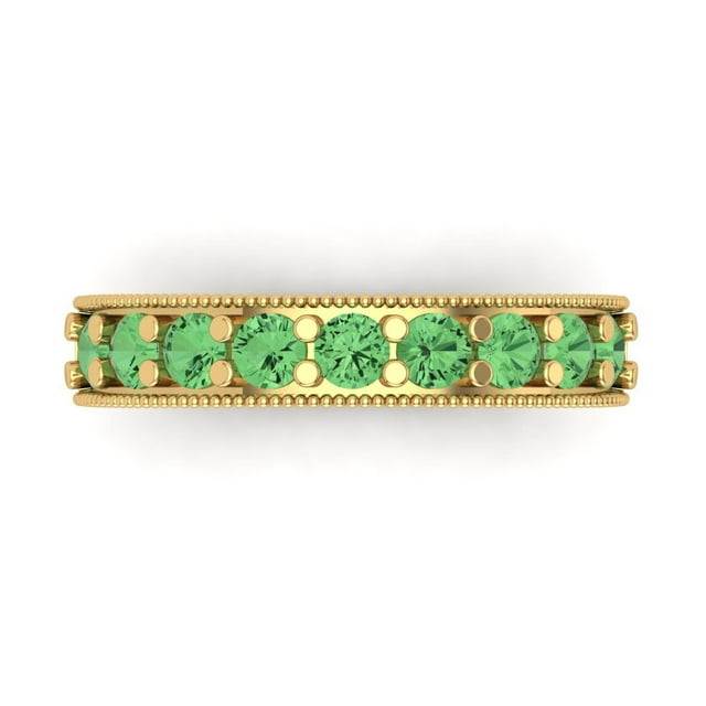 1.81 ct Brilliant Round Cut Simulated Green Diamond 18K Yellow Gold Band SZ 9.25