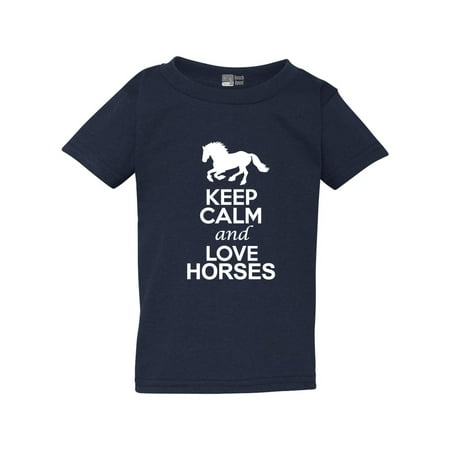 

Keep Calm and Love Horses Novelty Horse Lover Toddler Kids T-Shirt Tee