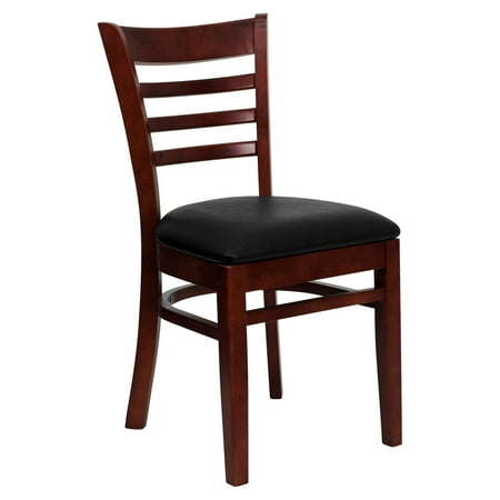 New Chair Restaurant Seating - Flash Furniture HERCULES Series Mahogany Finished Ladder Back Wooden Restaurant Chair, Vinyl Seat, Multiple Colors