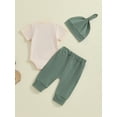 thumbnail image 6 of Hirigin Newborn Baby Boy Girl Clothes Outfits Hi I'm New Here Letter Embroidered Short Sleeve Romper and Pants Hat 3Pcs Coming Home Outfit, 6 of 8