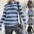 thumbnail image 4 of aohooy Womens Long Sleeve Striped T Shirts Color Block Y2k Gothic Oversized Sweatshirts Tops for Teen Girl Pullover Sweater 2026 Blue,L, 4 of 4