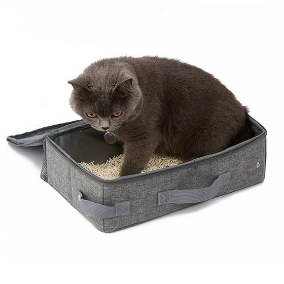 Foldable Portable Cat Travel Litter Box For Cats In Car Odor Free Leak Proof Collapsible Foldable