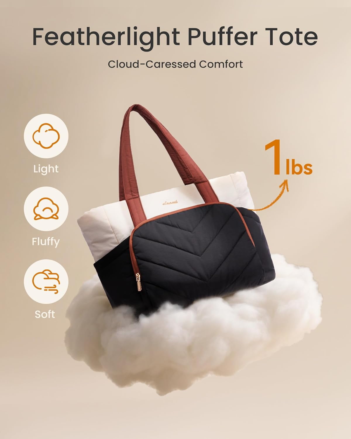 LOVEVOOK Tote Bag for Women, V-Quilted Puffer Tote Bag with Zipper, Large Puffy Shoulder Purse for Work Travel Nurse Teacher