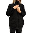 thumbnail image 2 of Qetyuw Womens Quilted Puffer Jacket Patchwork Long Sleeve Casual Down Coat Plus Size Stand Collar Zipper Coats Outwear, 2 of 8