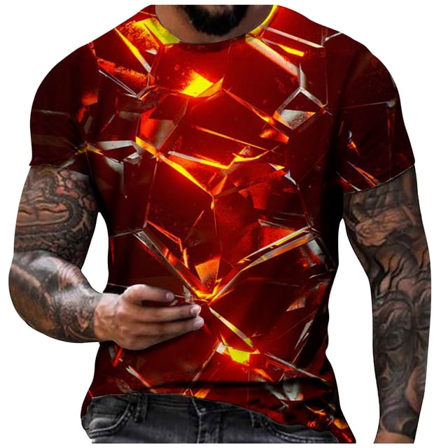 Cameland T-Shirt à Manches Courtes pour Hommes, Mode Décontractée, Col Rond, Imprimé