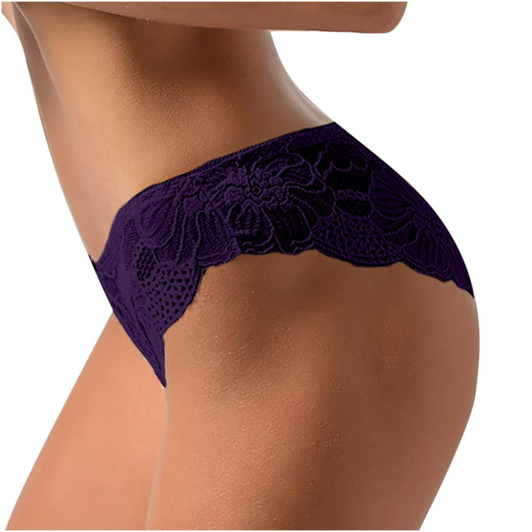 Lirclo Women Lace Underwear Sexy Breathable Hipster Panties Stretch Seamless  Bikini Briefs 1PCS Purple S 