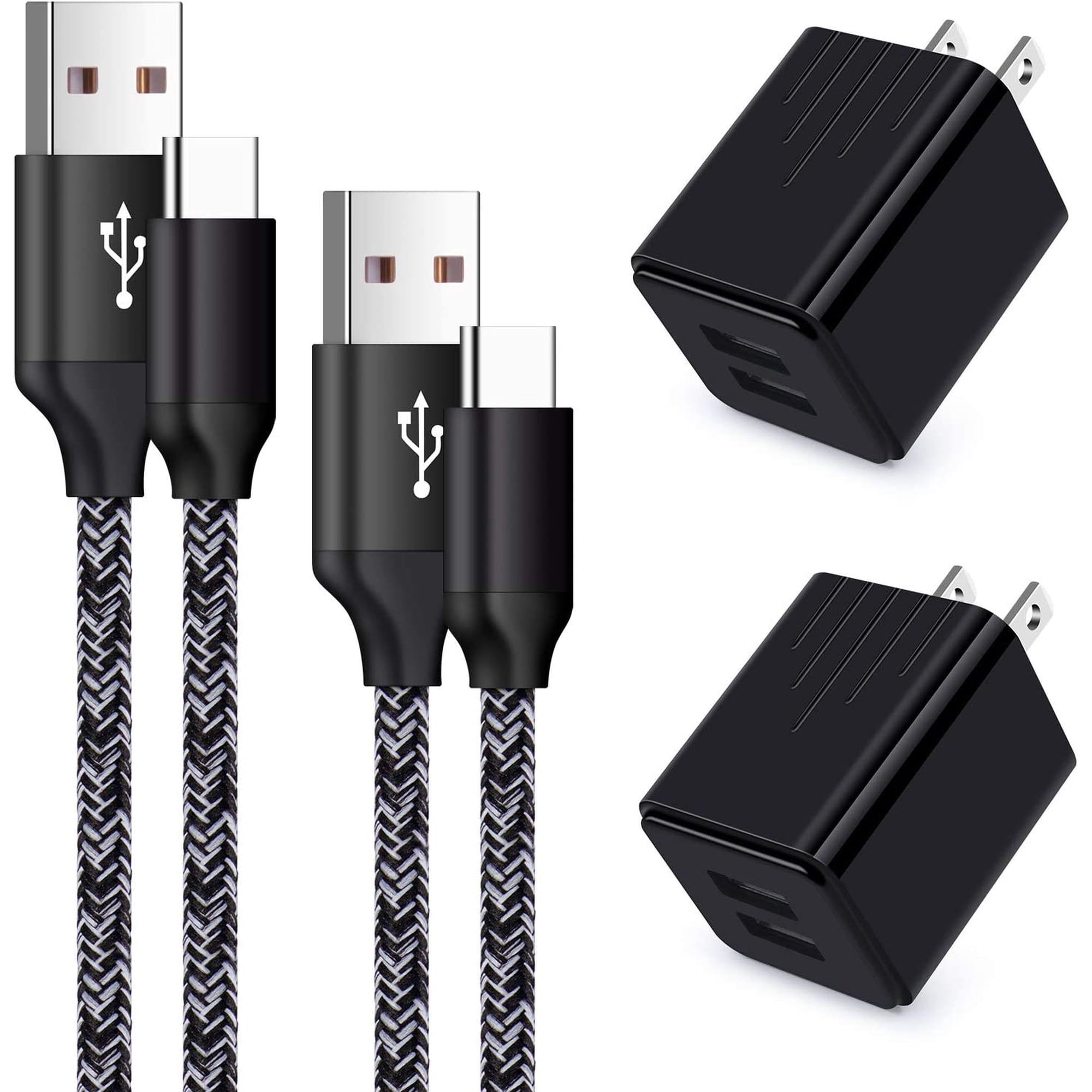 2 Pack USB C Wall Charger Block with 6FT Fast Charging Type C Cable, 2.4A Dual Port Fast Charger Plug Compatible with Samsung Galaxy S26 S25 S24 S23 S22 S21 Ultra, Google Pixel, Moto, LG, OnePlus And