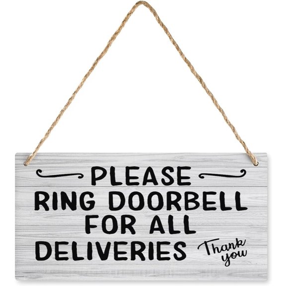Wooden Signs For Home Decor Please Ring Doorbell For All Deliveries Wooden Hanging Sign Plaque Rustic Wall Art Decor For Home Decoration 12 X 6 Inches