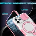 thumbnail image 6 of Allytech Magnetic Case for iPhone 11 Pro Max with Lens Slide Cover, [Non-Slip] [Military Grade Protection] Slim Shockproof Ring Stand Case Support Wireless Charging, Pink+White, 6 of 10
