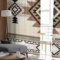 thumbnail image 4 of Brown Southwestern Semi Sheer Curtains 84 Inch Length 2 Panels Set, Boho Ethnic Geometric Farmhouse Sheer Kitchen Curtain Privacy Voile Window Curtain for Living Room Bedroom Rod Pocket Drapes, 4 of 7