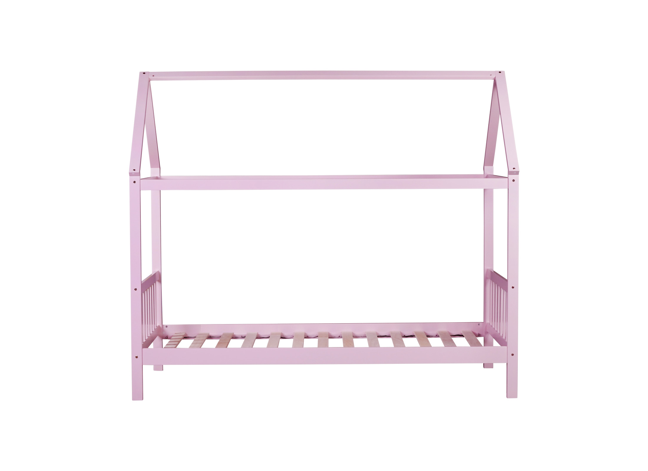 Noble House Lois Twin House Canopy Bed, Rubber Wood Frame with House-Shaped Design and Headboard Footboard, Pink