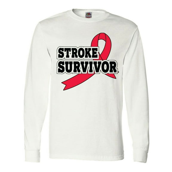 Inktastic Stroke Survivor with Red Ribbon Long Sleeve T-Shirt