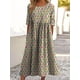 thumbnail image 2 of Vestido Akivide Summer Boho Floral Maxi Manga Corta para Mujer, 2 of 2