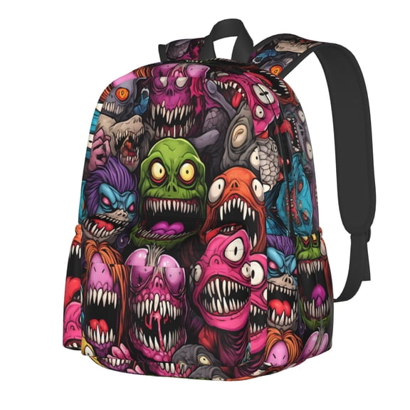 Rateoe Monstrous Cartoon Characters Pattern Student Backpack,Backpack for School,Lightweight Bag,Travel Backpack,Outdoor Backpack,Large Capacity Backpack