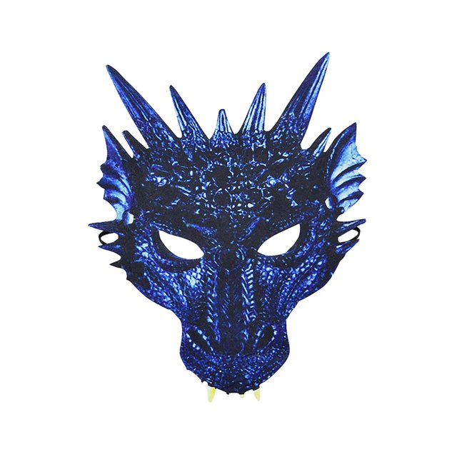 Máscara facial de Halloween Yinane Decoración de dragón azul para adultos y niños Cubierta facial