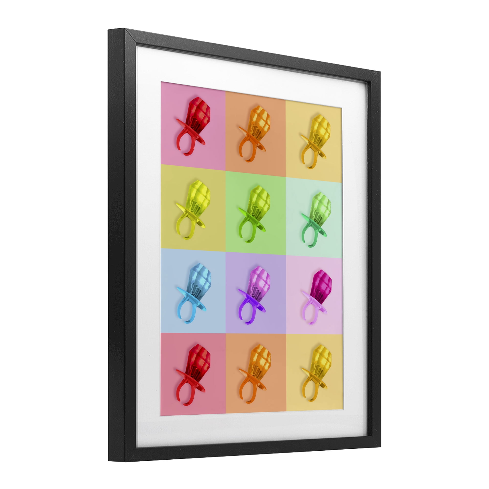 Stupell Industries Candy Gem Pop Grid Black Framed Print Under Glass, design by LISH Creative