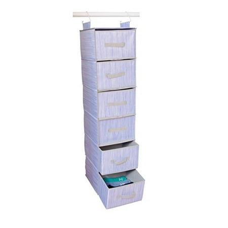 Clothes And Accessories Adorn Home Essentials| Hanging Fabric Closet Shelf Organizer with Drawers| Ideal for clothing, accessories, Shoes, Towels and Home Essentials| 6-Tier, Inst-Shelf Organizer Set | (BLUE) ()