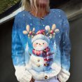 thumbnail image 2 of Women's Fashion Christmas Snowman Printed Long Sleeve Knitted Cardigan, Button Down Jacket for Cozy Holiday Seasonal Sweater Outerwear,Light Blue,S, 2 of 5