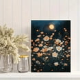 thumbnail image 2 of Qisvanset 12x16 Inch 2D Flat Framed Canvas Art, Moonlit Orange White Wildflower Meadow Rustic Night Floral Wall Art, 2 of 5