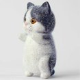 thumbnail image 2 of Flocking Resin Cartoon Cats Shape Resin Dolls Tabletop Cute Standing Animal Resin Decoration, 2 of 5